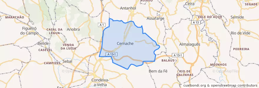 Mapa de ubicacion de Cernache.