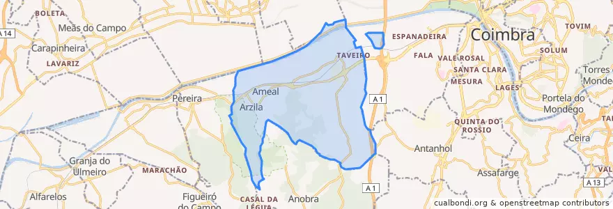 Mapa de ubicacion de Taveiro, Ameal e Arzila.