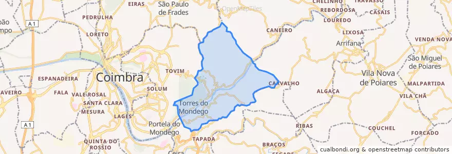 Mapa de ubicacion de Torres do Mondego.