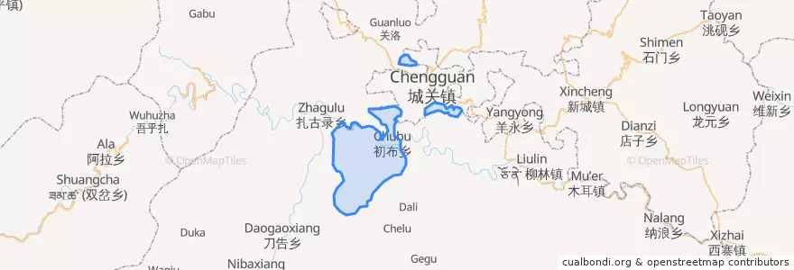 Mapa de ubicacion de 初布乡.