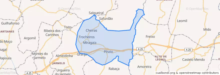 Mapa de ubicacion de Pínzio.