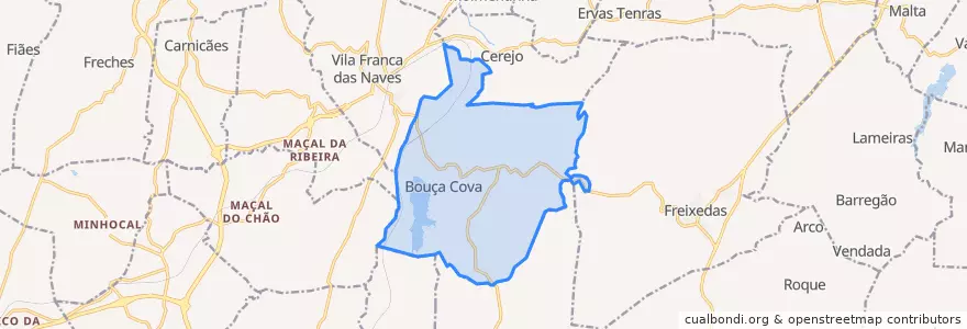 Mapa de ubicacion de U.F Bouça Cova e Alverca da Beira.