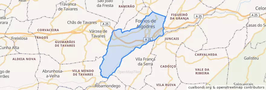 Mapa de ubicacion de Fornos de Algodres.