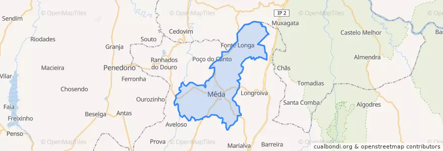 Mapa de ubicacion de U.F Mêda, Outeiro de Gatos e Fonte Longa.