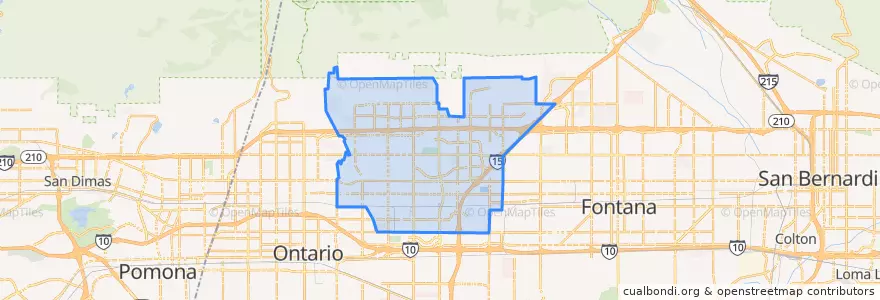 Mapa de ubicacion de Rancho Cucamonga.