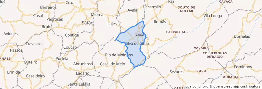 Mapa de ubicacion de Silvã de Cima de Baixo.