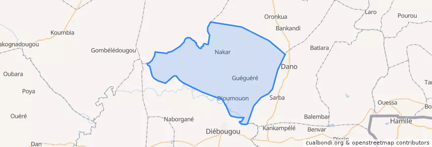 Mapa de ubicacion de Guéguéré.