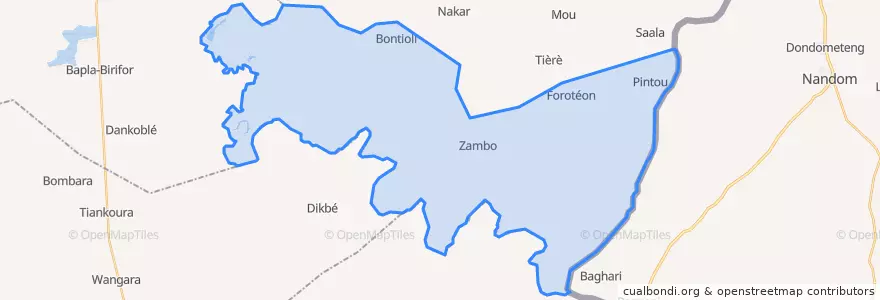 Mapa de ubicacion de Zambo.