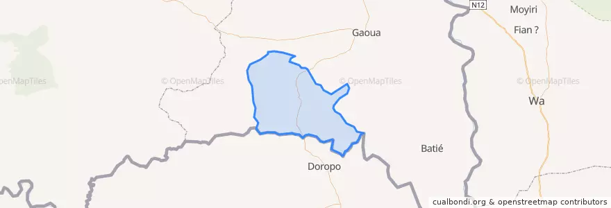 Mapa de ubicacion de Kampti.