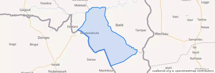Mapa de ubicacion de Boussoukoula.