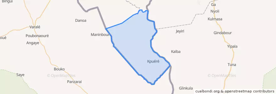 Mapa de ubicacion de Kpuéré.