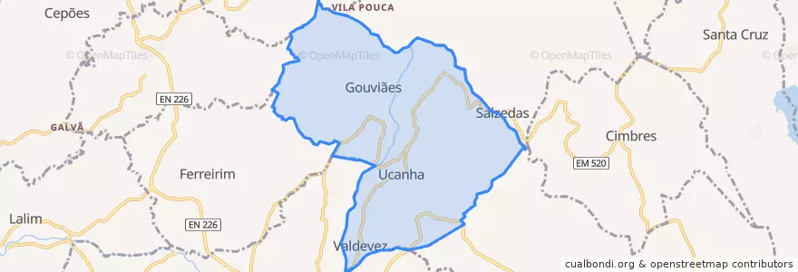 Mapa de ubicacion de U.F Gouviães e Ucanha.