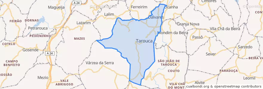 Mapa de ubicacion de U.F Tarouca e Dálvares.