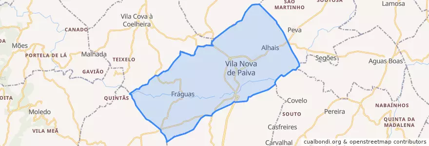 Mapa de ubicacion de U.F V.N. de Paiva, Alhais e Fráguas.