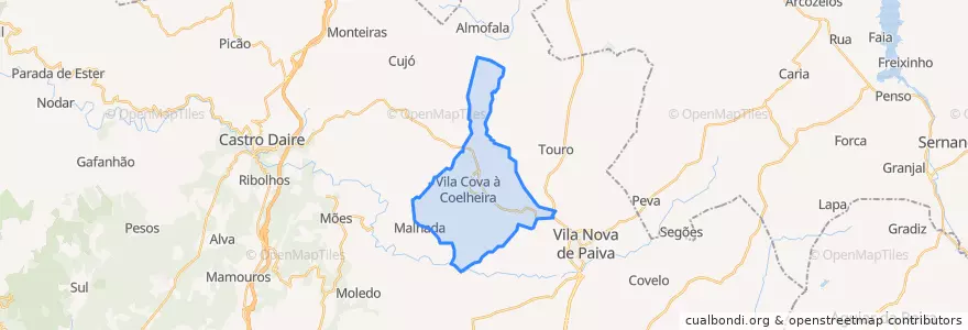 Mapa de ubicacion de Vila Cova à Coelheira.