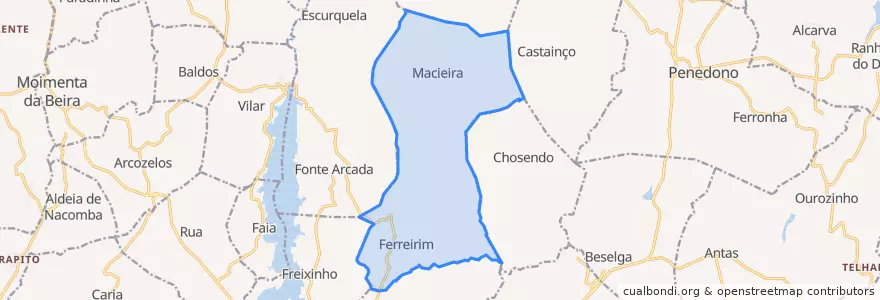 Mapa de ubicacion de U.F Ferreirim e Macieira.