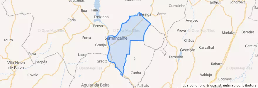 Mapa de ubicacion de Sernancelhe e Sarzeda.