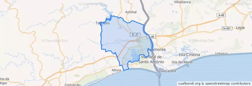 Mapa de ubicacion de Castro Marim.