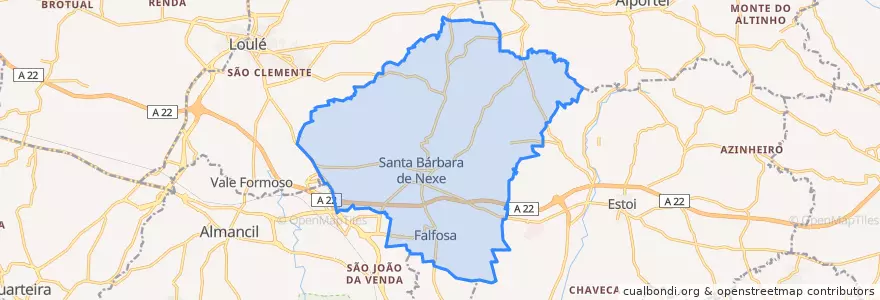 Mapa de ubicacion de Santa Bárbara de Nexe.