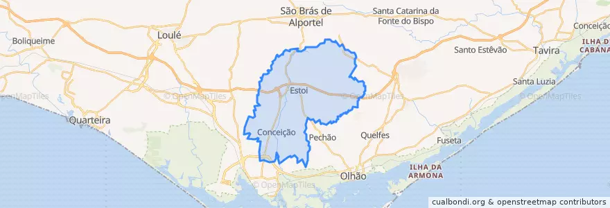 Mapa de ubicacion de Conceição e Estoi.
