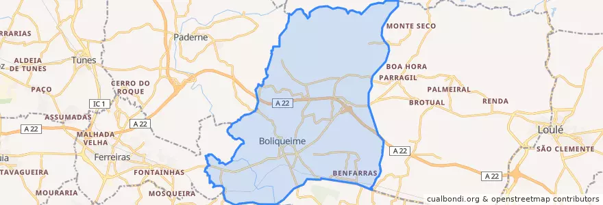 Mapa de ubicacion de Boliqueime.