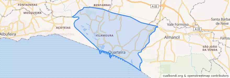 Mapa de ubicacion de Quarteira.