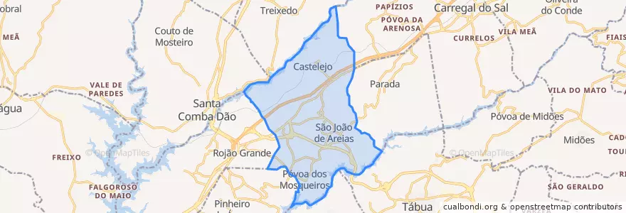 Mapa de ubicacion de São João de Areias.