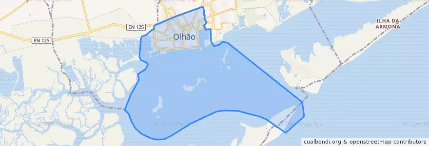 Mapa de ubicacion de Olhão.