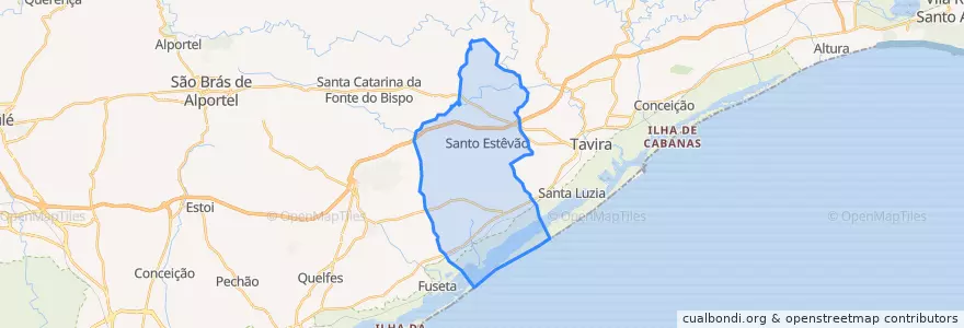 Mapa de ubicacion de Luz de Tavira e Santo Estévão.