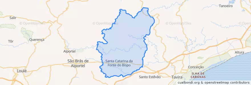 Mapa de ubicacion de Santa Catarina da Fonte do Bispo.