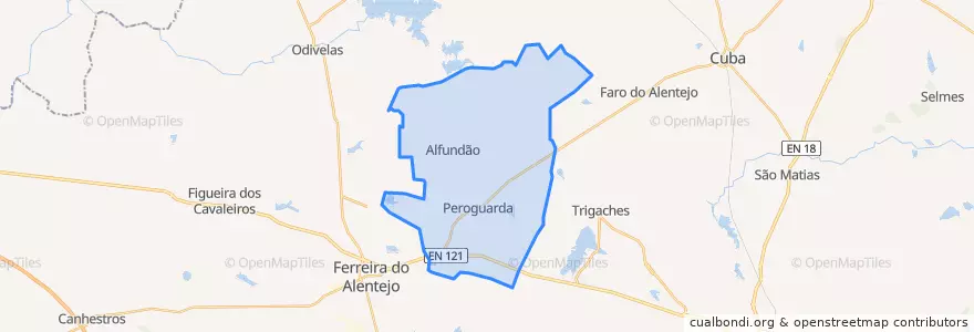 Mapa de ubicacion de Alfundão e Peroguarda.