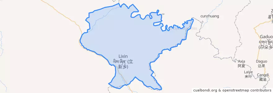 Mapa de ubicacion de ལིས་ཞིན་ 立新乡.
