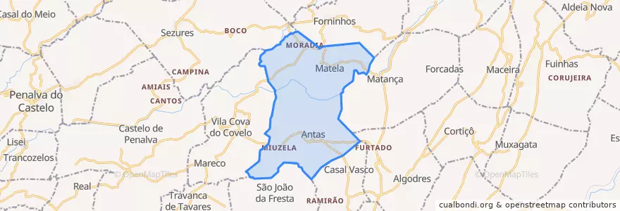 Mapa de ubicacion de U.F Antas e Matela.