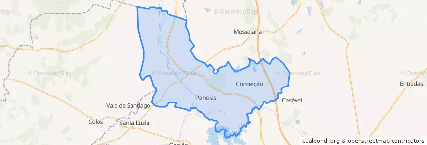 Mapa de ubicacion de Panoias e Conceição.