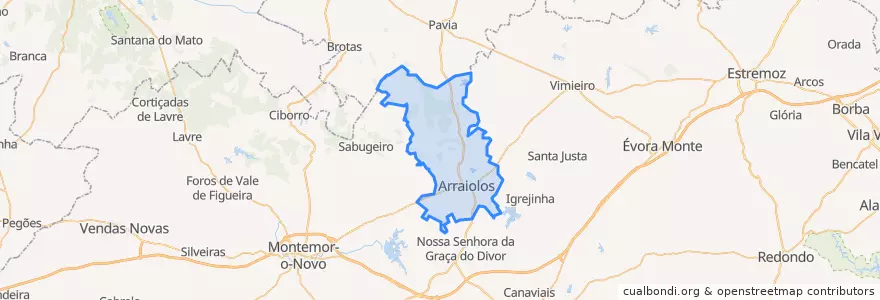 Mapa de ubicacion de Arraiolos.