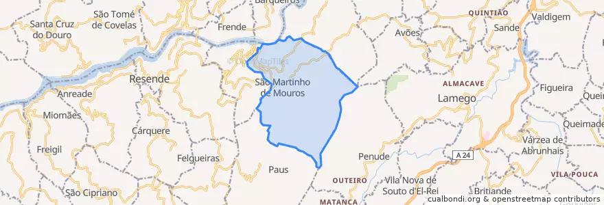 Mapa de ubicacion de São Martinho de Mouros.