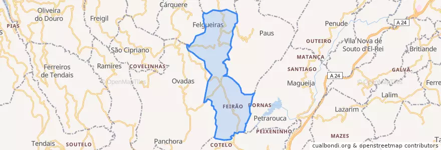 Mapa de ubicacion de União das Freguesias de Felgueiras e Feirão.