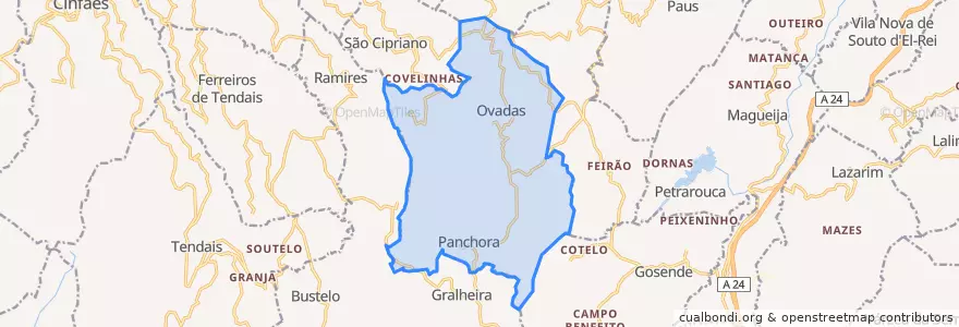 Mapa de ubicacion de U.F Ovadas e Panchora.
