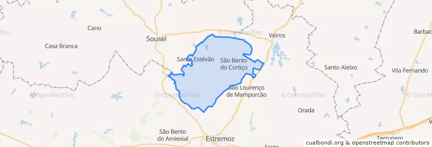 Mapa de ubicacion de São Bento do Cortiço e Santo Estévão.
