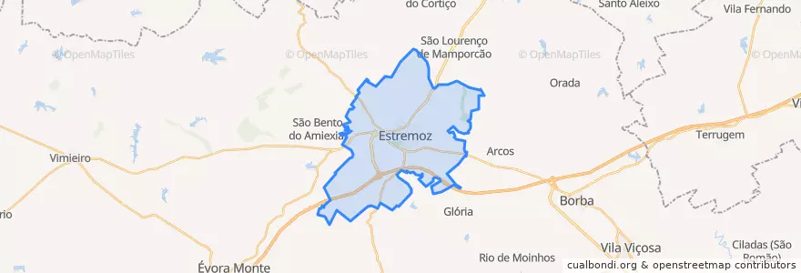 Mapa de ubicacion de Estremoz.