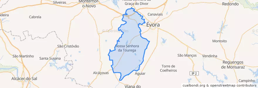 Mapa de ubicacion de Nossa Senhora da Tourega e Nossa Senhora de Guadalupe.