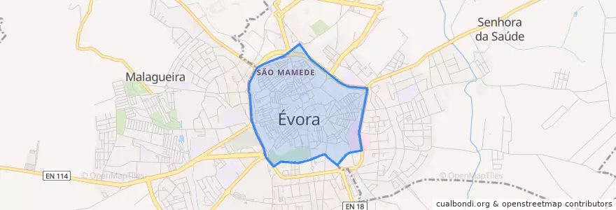 Mapa de ubicacion de Évora.