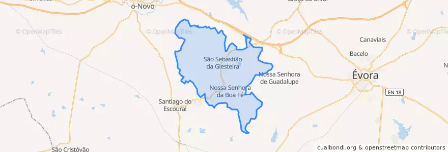 Mapa de ubicacion de São Sebastião da Giesteira e Nossa Senhora da Boa Fé.