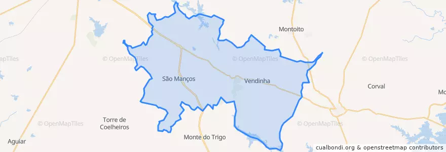 Mapa de ubicacion de São Manços e São Vicente do Pigeiro.