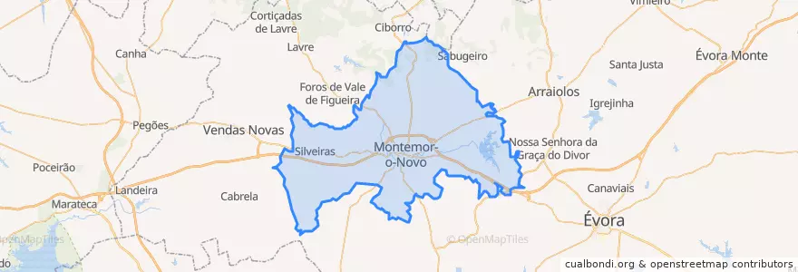 Mapa de ubicacion de Nossa Senhora da Vila, Nossa Senhora do Bispo e Silveiras.