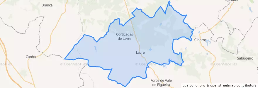 Mapa de ubicacion de Cortiçadas de Lavre e Lavre.