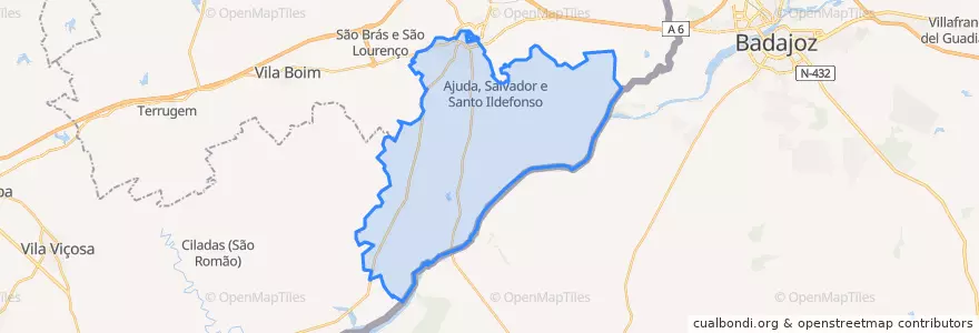 Mapa de ubicacion de Assunção, Ajuda, Salvador e Santo Ildefonso.