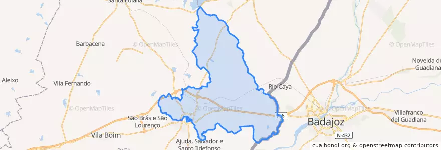Mapa de ubicacion de Caia, São Pedro e Alcáçova.