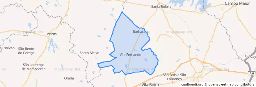 Mapa de ubicacion de Barbacena e Vila Fernando.
