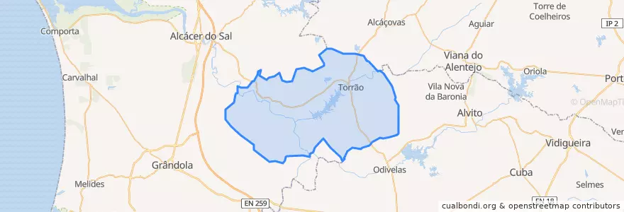 Mapa de ubicacion de Torrão.